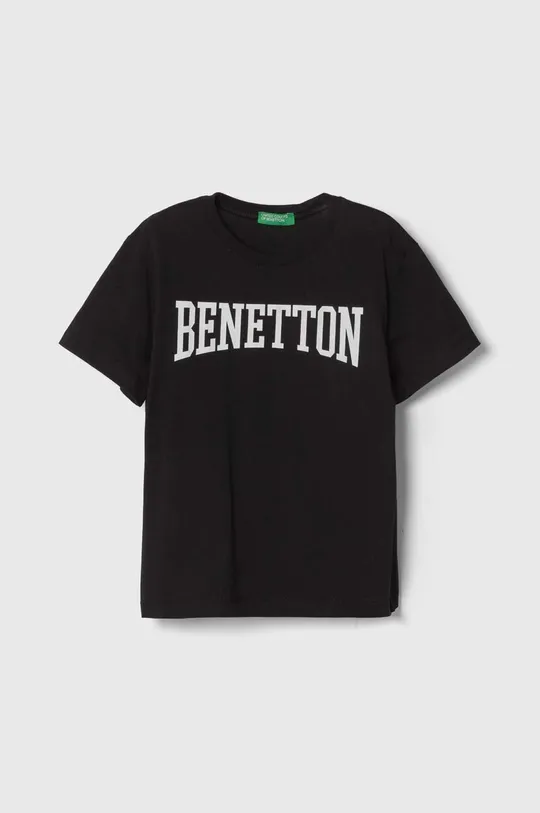 чорний Дитяча бавовняна футболка United Colors of Benetton Для хлопчиків