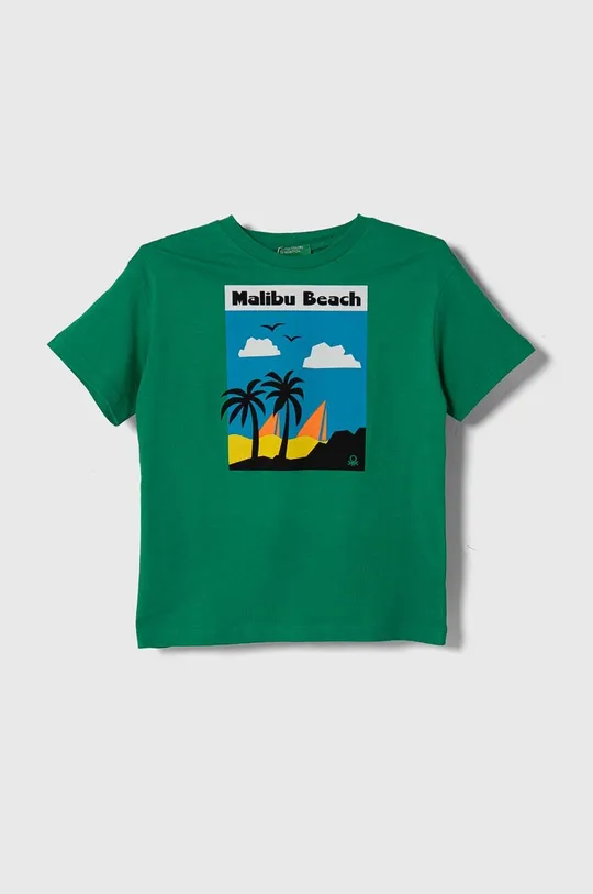 zielony United Colors of Benetton t-shirt bawełniany Chłopięcy