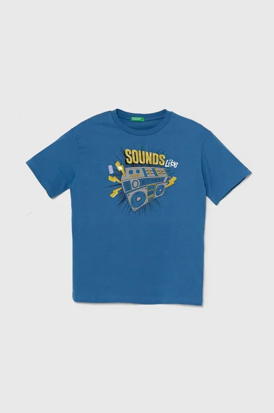 блакитний Дитяча бавовняна футболка United Colors of Benetton Для хлопчиків