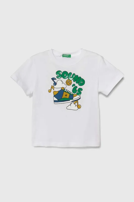 білий Дитяча бавовняна футболка United Colors of Benetton Для хлопчиків