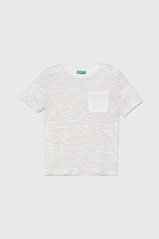 bela Otroška kratka majica iz lanene mešanice United Colors of Benetton Fantovski
