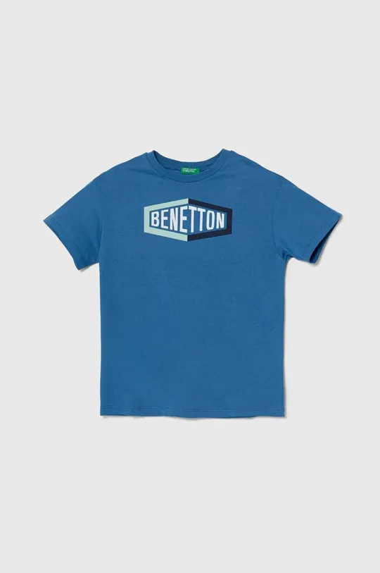 блакитний Дитяча бавовняна футболка United Colors of Benetton Для хлопчиків