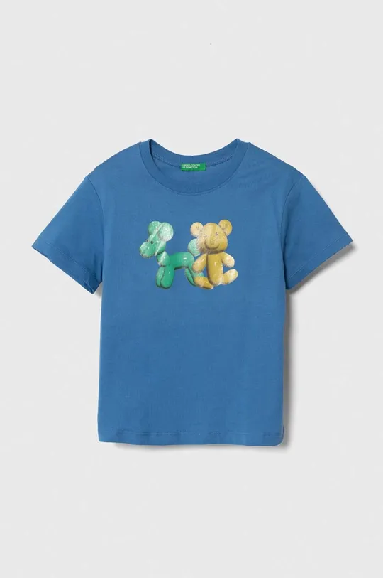 modrá Detské bavlnené tričko United Colors of Benetton Chlapčenský