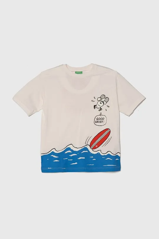 biały United Colors of Benetton t-shirt bawełniany dziecięcy X Peanuts Chłopięcy