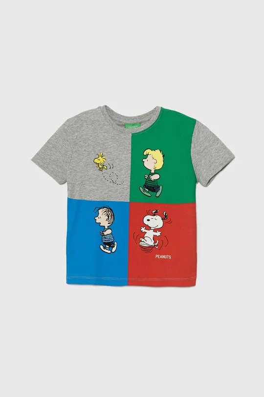 sivá Detské bavlnené tričko United Colors of Benetton X Peanuts Chlapčenský