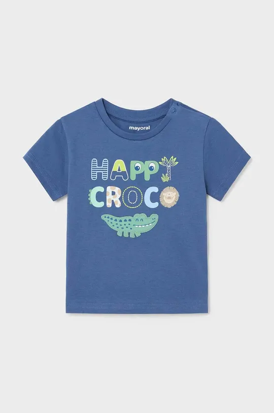 niebieski Mayoral t-shirt bawełniany niemowlęcy Chłopięcy