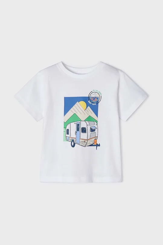 biały Mayoral t-shirt bawełniany dziecięcy Chłopięcy