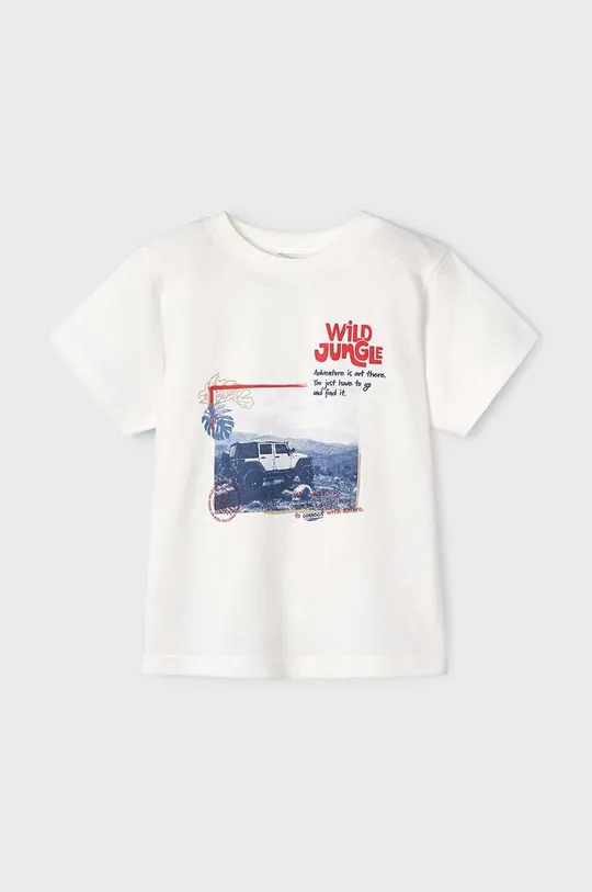 beżowy Mayoral t-shirt bawełniany dziecięcy Chłopięcy