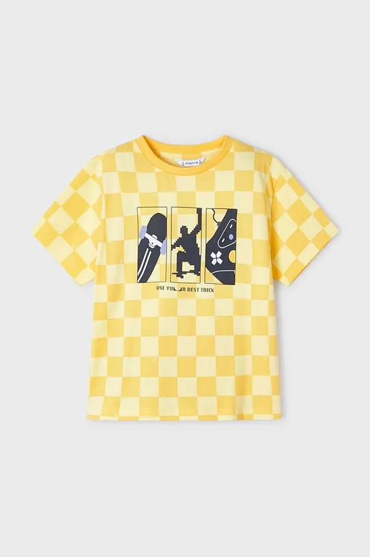 Дитяча бавовняна футболка Mayoral жовтий