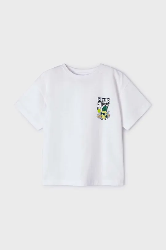 Παιδικό βαμβακερό μπλουζάκι Mayoral λευκό