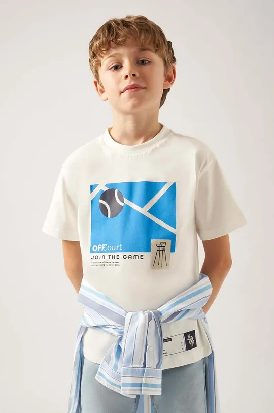 бежевый Детская хлопковая футболка Mayoral Для мальчиков