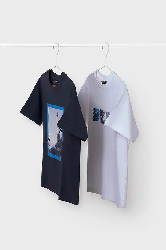 granatowy Mayoral t-shirt bawełniany dziecięcy 2-pack Chłopięcy