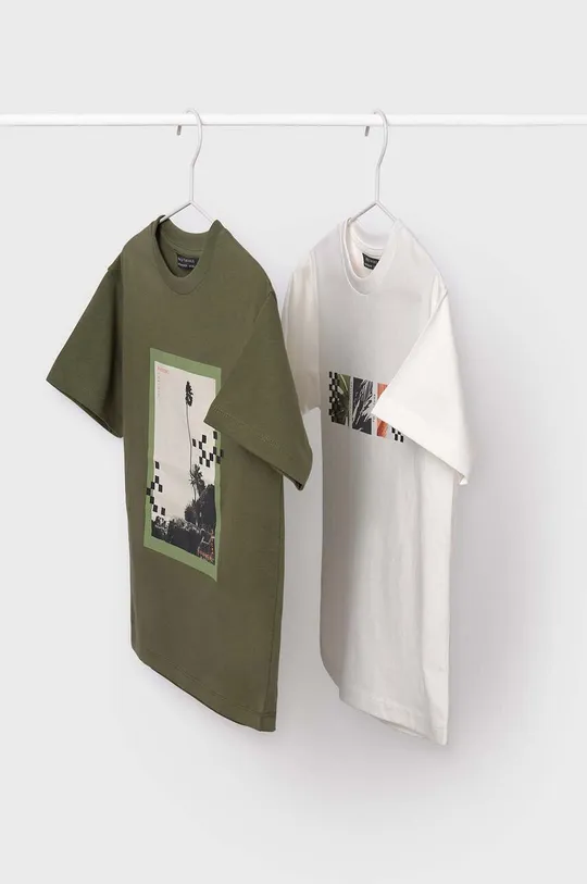 zielony Mayoral t-shirt bawełniany dziecięcy 2-pack Chłopięcy