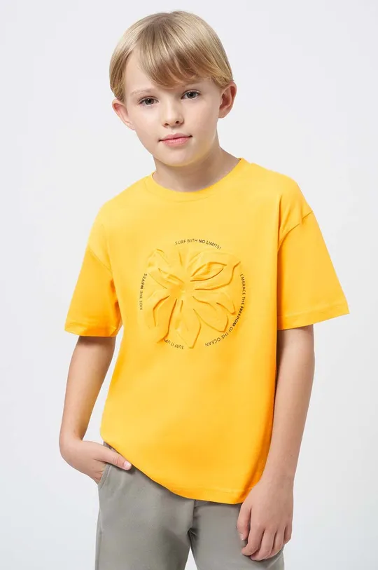 rumena Otroška bombažna kratka majica Mayoral Fantovski