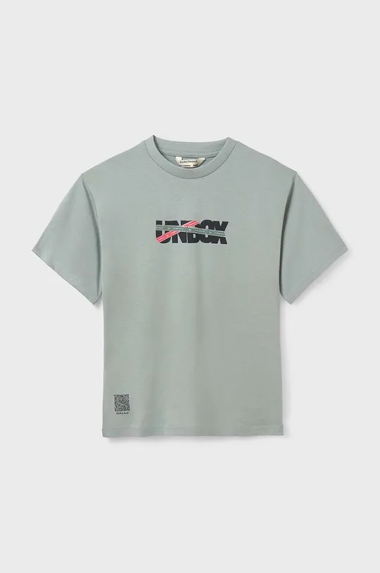 tyrkysová Detské bavlnené tričko Mayoral s QR kódom do hry Chlapčenský