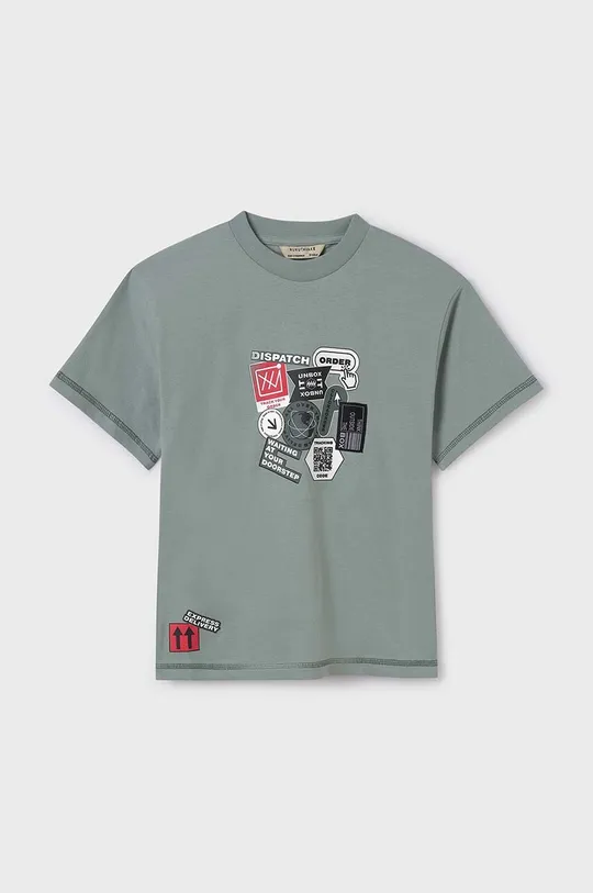 Mayoral t-shirt bawełniany dziecięcy turkusowy