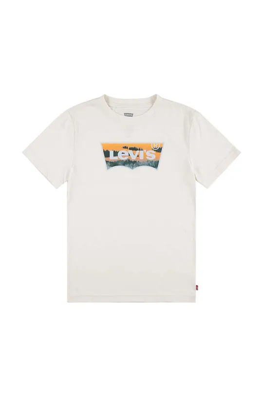 бежевый Детская хлопковая футболка Levi's Для мальчиков