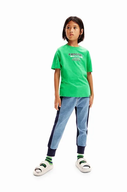 зелений Дитяча бавовняна футболка Desigual Для хлопчиків