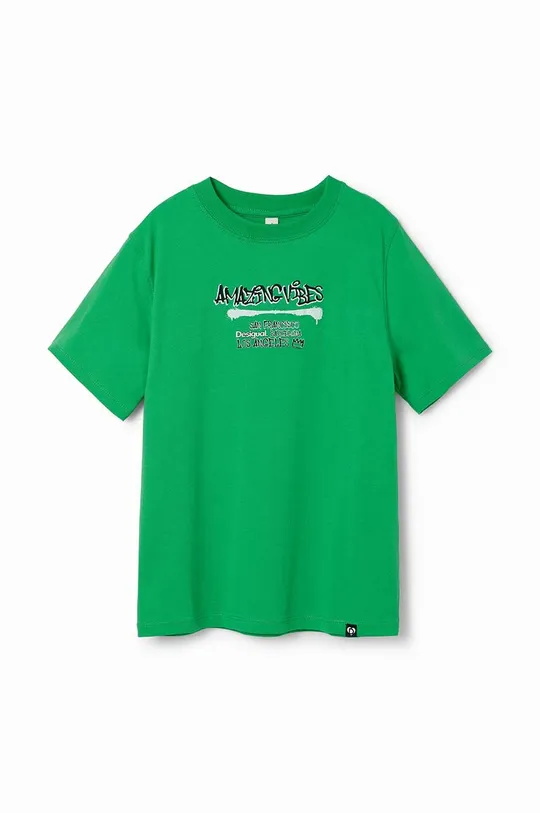 Παιδικό βαμβακερό μπλουζάκι Desigual πράσινο