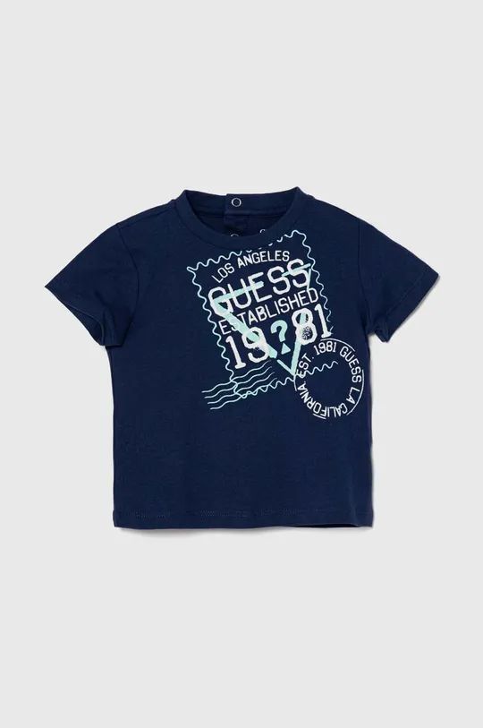 granatowy Guess t-shirt bawełniany niemowlęcy Chłopięcy