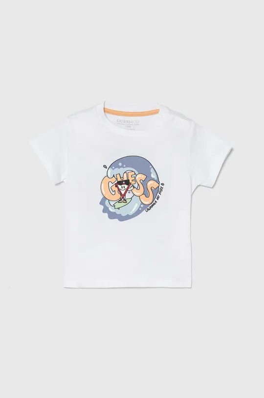 λευκό Μωρό βαμβακερό μπλουζάκι Guess Για αγόρια