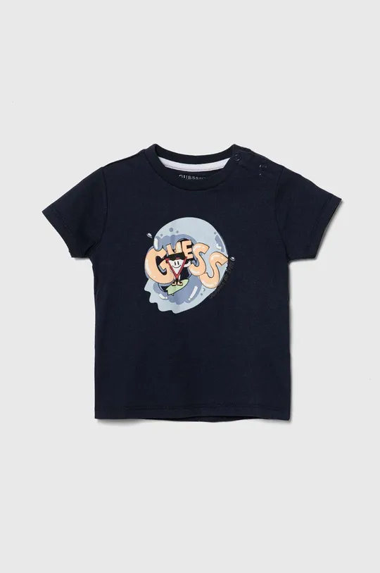 mornarsko modra Otroška bombažna majica Guess Fantovski