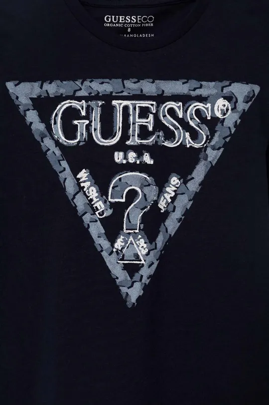 Detské bavlnené tričko Guess tmavomodrá