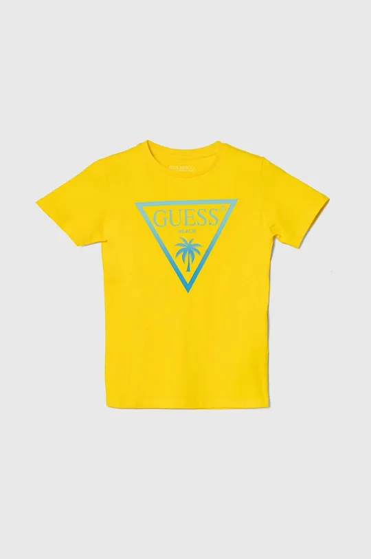 żółty Guess t-shirt dziecięcy Chłopięcy