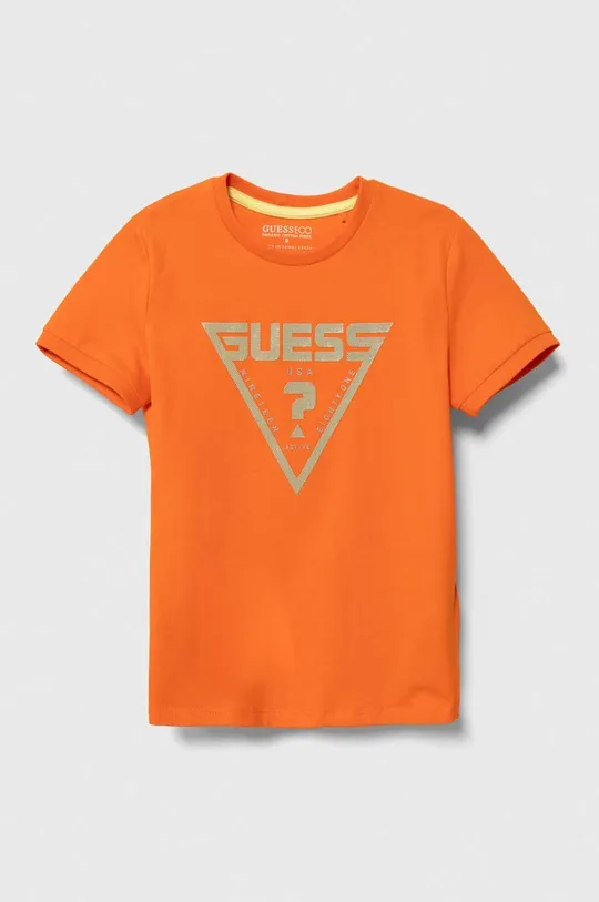 oranžna Otroška kratka majica Guess Fantovski