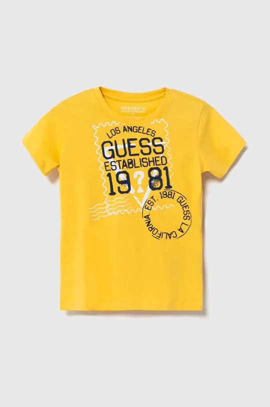rumena Bombažna kratka majica Guess Fantovski