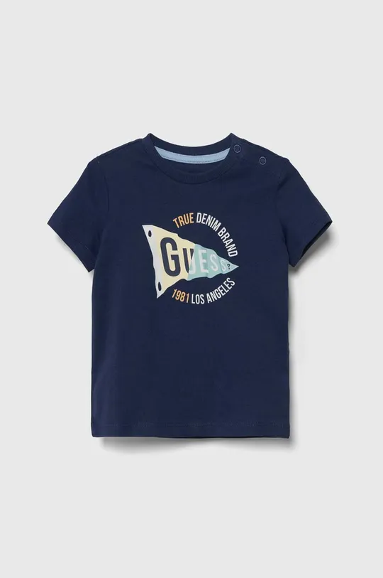 тёмно-синий Детская хлопковая футболка Guess Для мальчиков
