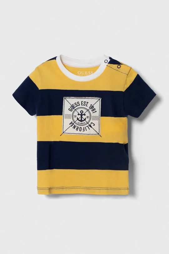 rumena Otroška bombažna kratka majica Guess Fantovski