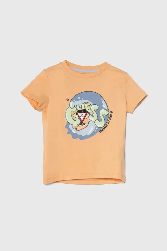 oranžová Detské bavlnené tričko Guess Chlapčenský
