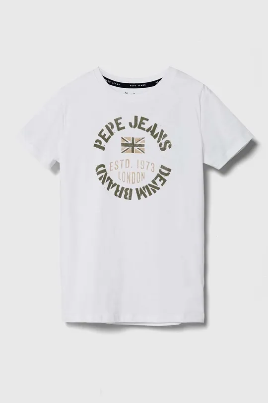 bela Otroška bombažna kratka majica Pepe Jeans RONAL Fantovski