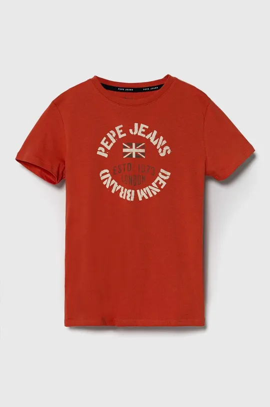 oranžna Otroška bombažna kratka majica Pepe Jeans RONAL Fantovski