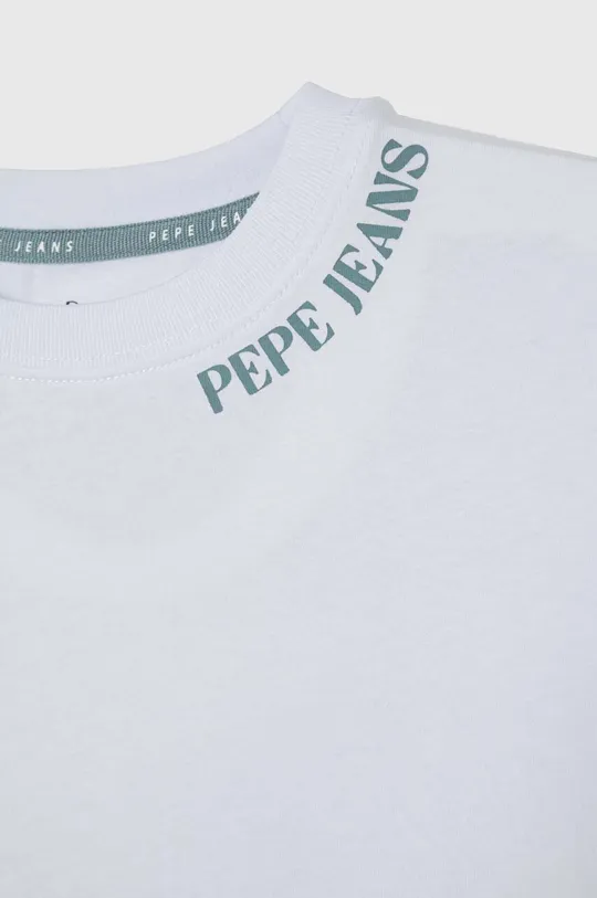 Дитяча бавовняна футболка Pepe Jeans RAITH білий