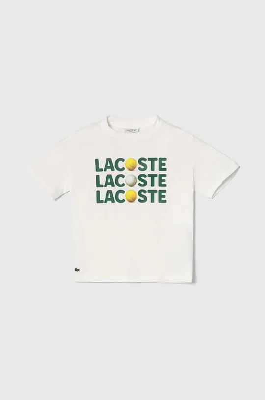 белый Детская хлопковая футболка Lacoste Для мальчиков