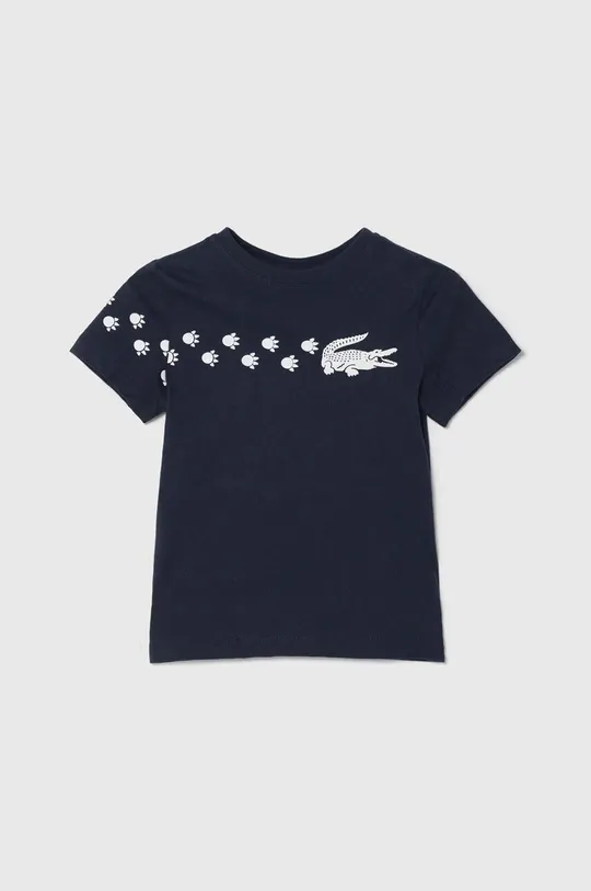 тёмно-синий Детская хлопковая футболка Lacoste Для мальчиков