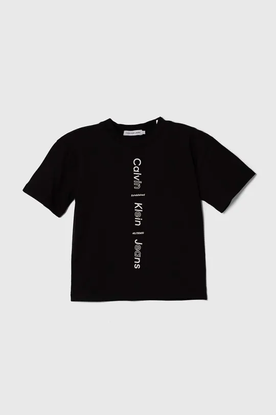 чёрный Детская хлопковая футболка Calvin Klein Jeans Для мальчиков