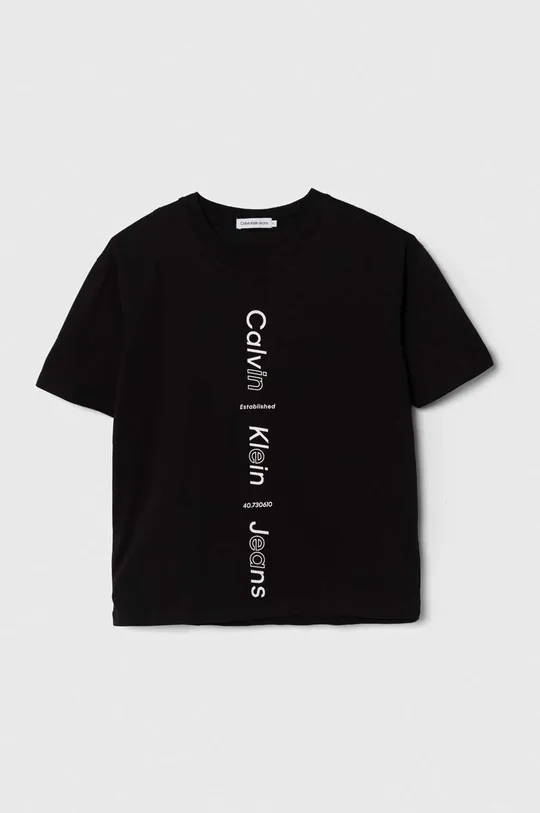 чорний Дитяча бавовняна футболка Calvin Klein Jeans Для хлопчиків