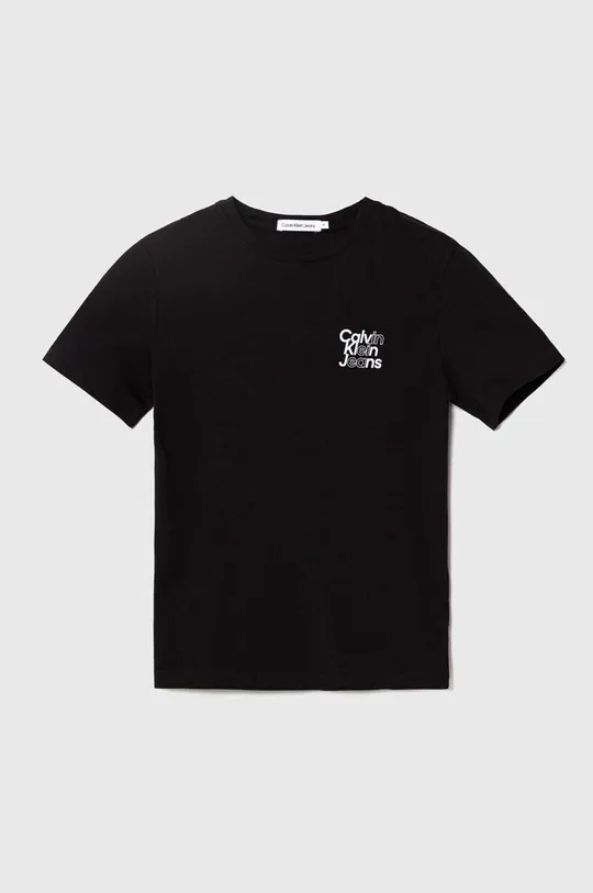 чорний Дитяча бавовняна футболка Calvin Klein Jeans Для хлопчиків