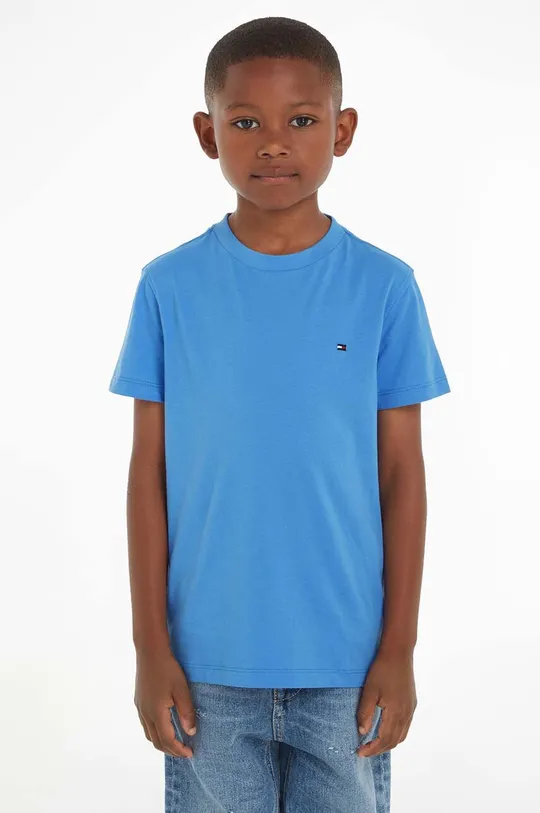 niebieski Tommy Hilfiger t-shirt bawełniany dziecięcy Chłopięcy