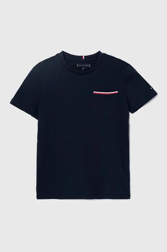 granatowy Tommy Hilfiger t-shirt bawełniany dziecięcy Chłopięcy