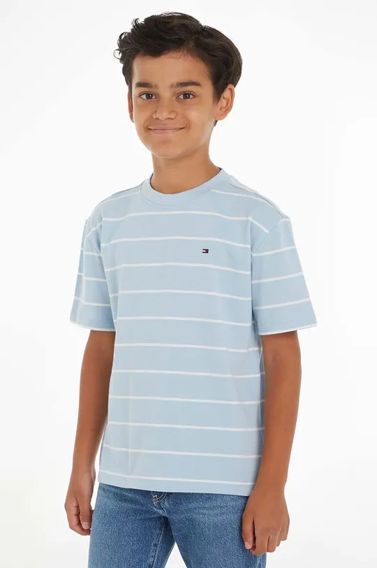 modra Otroška bombažna kratka majica Tommy Hilfiger Fantovski