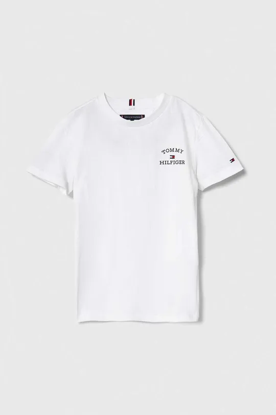 bela Otroška bombažna kratka majica Tommy Hilfiger Fantovski