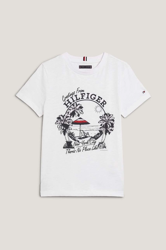 biały Tommy Hilfiger t-shirt bawełniany dziecięcy Chłopięcy