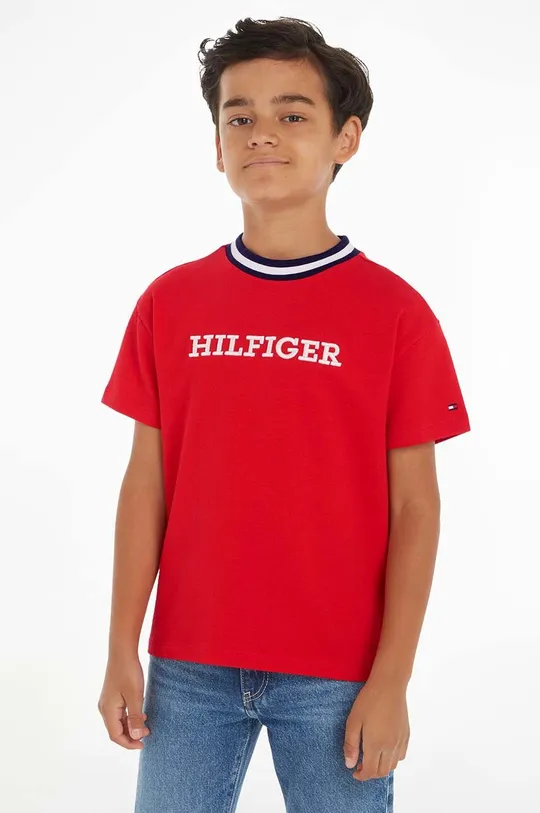 rdeča Otroška kratka majica Tommy Hilfiger Fantovski