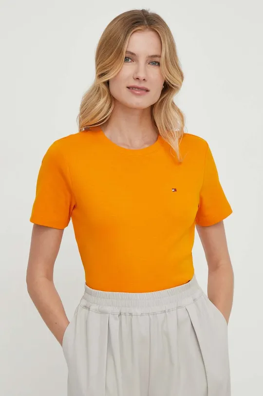 oranžová Bavlnené tričko Tommy Hilfiger Dámsky