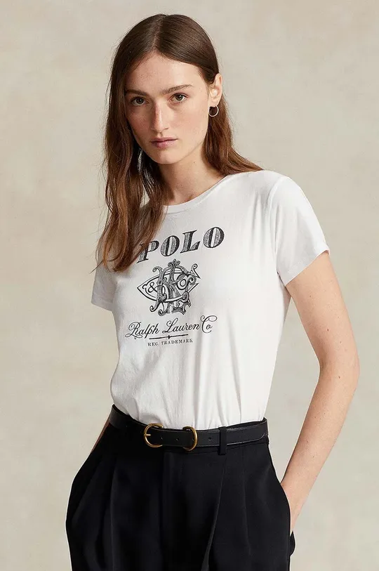 bijela Pamučna majica Polo Ralph Lauren Ženski