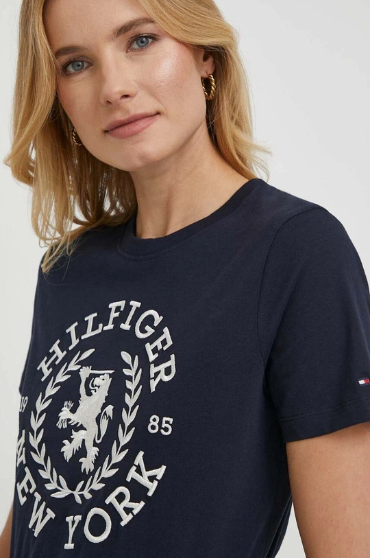 granatowy Tommy Hilfiger t-shirt bawełniany Damski